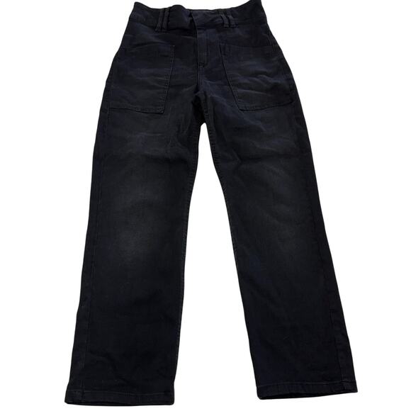 Zara‎ Jeans Womens 6 Black High Rise Straight Leg Utility Patch Pockets Denim - Picture 1 of 9